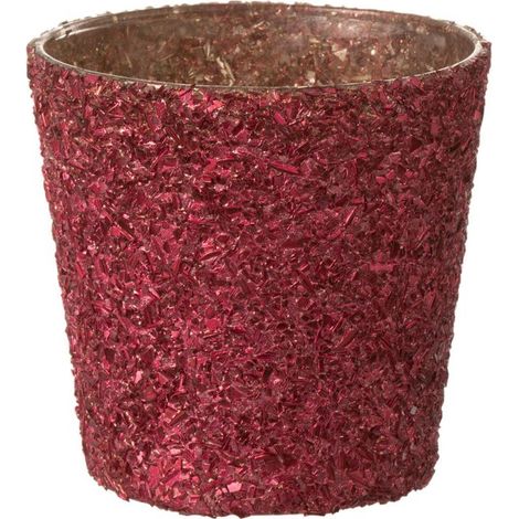 Petit pot pour Fleur en verre Rose pailleté (1/5)