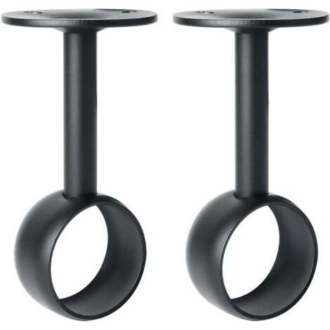 Support de Tringle à Rideaux Support Tringle Penderie avec Vis Support de Plafond pour Rideau et Armoire, Noir Mat en Acier Inoxydable, Diamètre 32 mm, 2 Pcs (1/4)