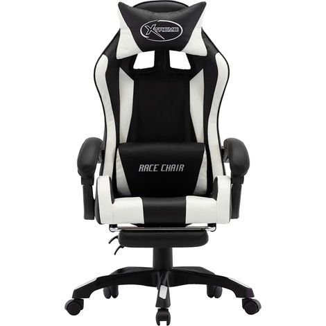 Maison Exclusive - Sedia da Gaming con Poggiapiedi Bianca e Nera in Similpelle (1/5)