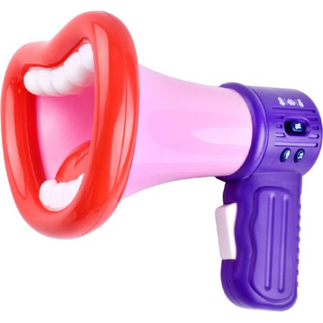 Porte-voix jouet changeur de voix pour enfants forme bouche multiboutons avec poignée antidérapante dragonne rouge standard (1/5)