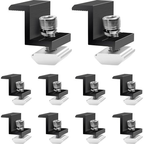 Solarmodul Halterung Endklemme 30mm Schwarz - Solarpanel Halterung, 10 Stück Befestigung Solarmodul, Solarpanel Z-halter Solarhalterungen Verstellbar Klemme, Halter Solarpanel für PV Photovoltaik (1/5)