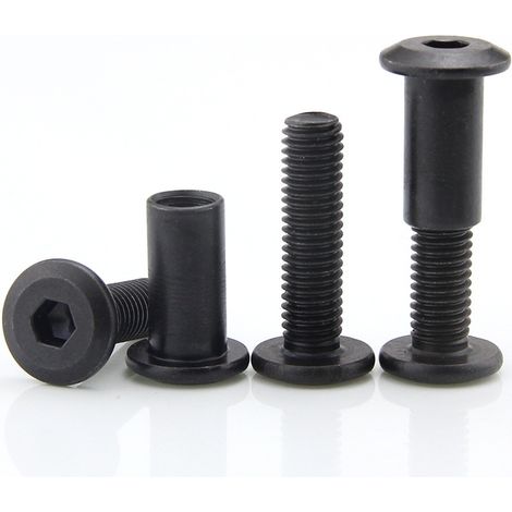 10 Stück M6 x 8 mm Befestigungsschrauben mit verschiedenen Muttern, Hülsenmutter mit rundem Sechskantlochkopf, schwarzer Karbonstahl, geeignet für Ledertaschen oder Gürtel