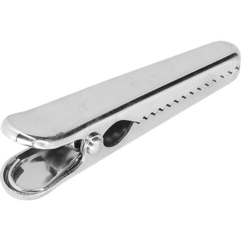 Pince à sceller, 7,9 cm de long, poignée confortable, conception robuste, dents internes, convient pour les ustensiles de cuisine, le papier de bureau et les photos, argentée. (1/5)