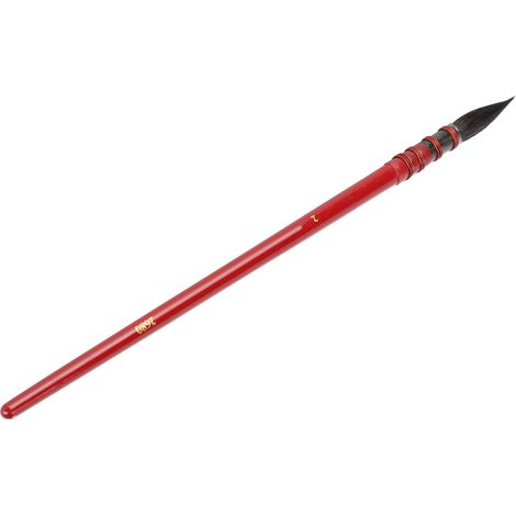 Pinceau aquarelle à pointe en poils d'écureuil, manche rouge, attache à la main, cercle en fer, matériel d'artiste acrylique rouge n° 2