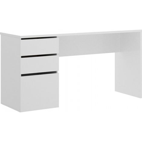 Bureau Réversible coloris blanc brillant - Longueur 139 x Profondeur 60 x Hauteur 75 cm -PEGANE- (1/5)