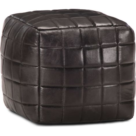 Pouf 40 x 40 x 40 cm Noir Cuir véritable de chèvre (1/5)