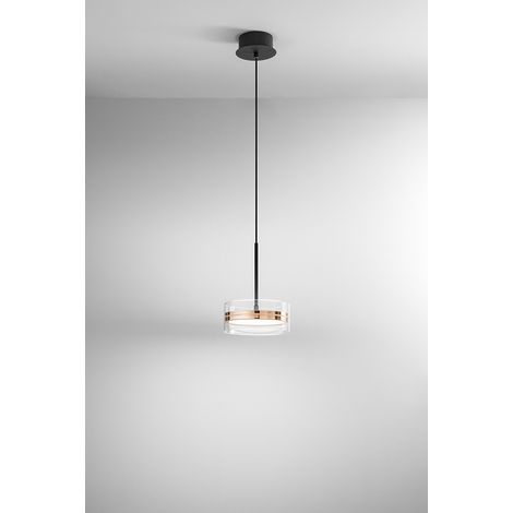 Suspension Led 14W En Métal Et Alu, Design Bi-Émission, Finition Or Poli Et Noir Mat, Variable, D.20 Cm - Perenz (1/2)