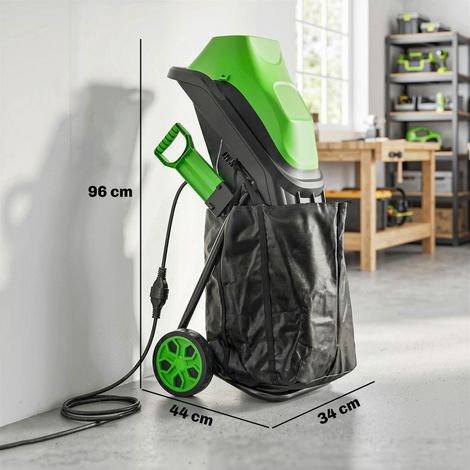 Broyeur de Végétaux Électrique 2500 W, Broyeur de Branches avec Sac de Collecte 45L, 4300 tr/min, 44x34x96cm, Vert