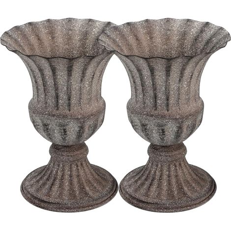 Vase Commémoratif Extérieur en Fonte, Lot de 2 Porte-Fleurs pour Cimetière, Décoration pour Tombes et Mémoriaux (1/5)