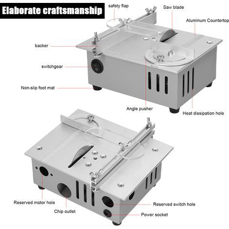 GARRYFIZH Scie circulaire de table électrique multifonctionnelle 96 W, petite scie de bricolage domestique avec hauteur de lame réglable, machine à bois