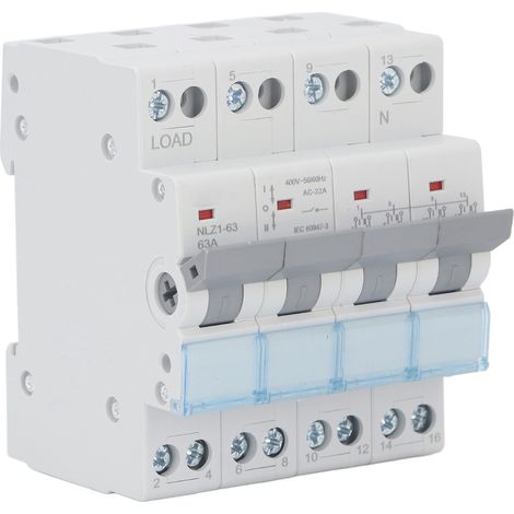 Commutateur de transfert manuel double puissance 4P, montage sur Rail DIN, disjoncteur à verrouillage simple face isolant 400VAC 63A