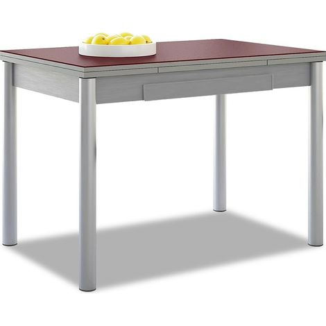 Table de Cuisine Extensible - Structure en Aluminium et Couvercle - Couleur Bordeaux - Idéale pour Les Petits espaces - Dimensions : 90 x 50 cm - Extensible : 140 x 50 cm (1/5)
