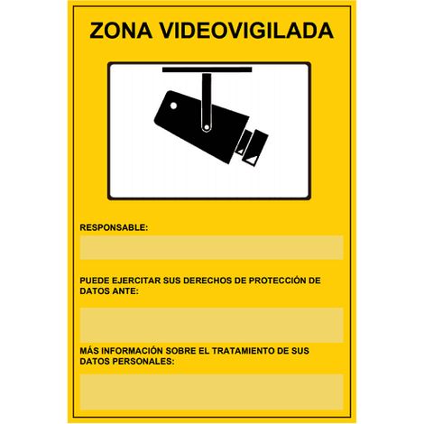 Placa exterior homologada zona videovigilada 2 Amarillo