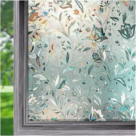 3D-Fensterfolie, Regenbogen-Effekt, 60 x 100 cm, Vinyl, statisch haftend, nicht klebend, blickdicht, Sichtschutzfolie, FLITI