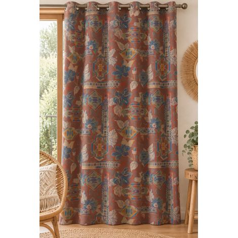 Rideau Jacquard à Œillets Azura Terracotta - 150 X 240 - 145x240cm - Terra cotta (1/2)