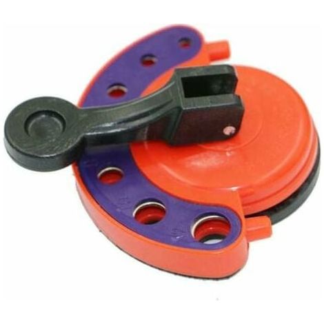 Drill guide and smooth surfaces, securely positioned hole saw tool, multiple locator openings (1/5)