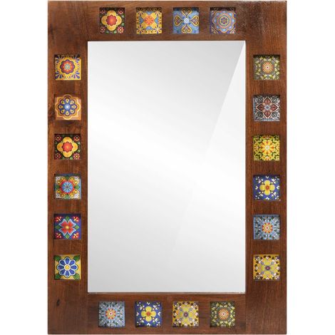 Miroir Décoratif, Miroir de salle de bain avec stockage Noyer 50 x 70 x 2,5 cm fr33236 (1/5)