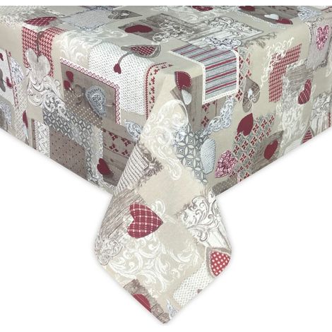 TOVAGLIA DORY tirolese CUORE MARGOT ROSSO in cotone Cm. 140x140 x4 persone