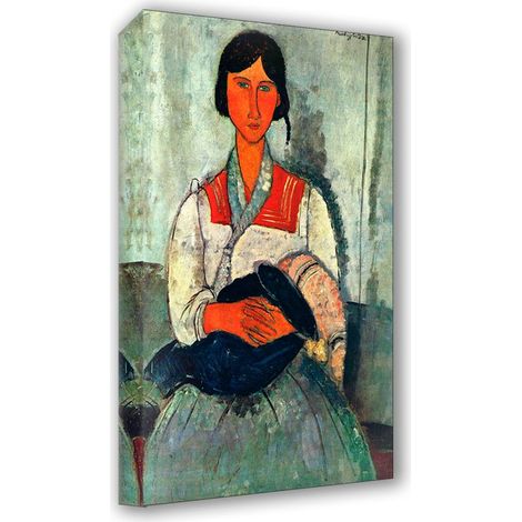 Lupia - Quadro su Tela il Meglio dell'Arte, 45x75 cm ZINGARA CON BAMBINO - MODIGLIANI, Riproduzione d'Arte su Tela, Montato su Telaio in Legno 3 cm, Made in Italy (1/4)