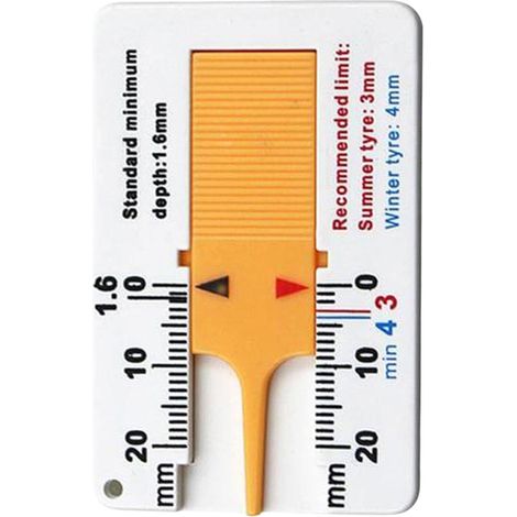 Outil de mesure de la profondeur de la bande de roulement des pneus, jauge de profondeur des pneus - Jauge de pneu 0-20 mm - Jauge de lecture facile, outil de mesure précis de la profondeur