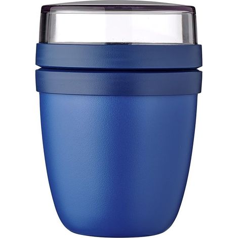 Mepal – Contenitore per il Pranzo Ellipse Mini – Scoparti Separati per Yogurt e Muesli - Adatto per il Freezer, il Microonde e la Lavastoviglie – 300 ml + 120 ml – Vivid Blue (1/4)