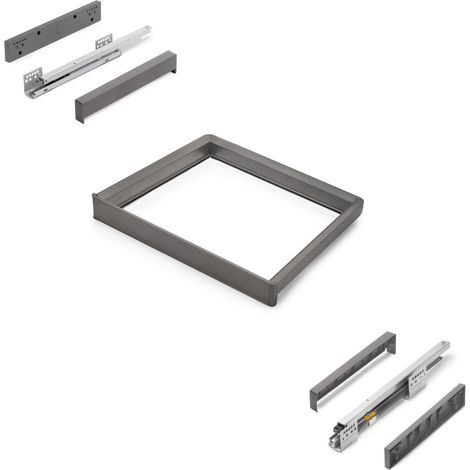 Emuca Telaio con guide a estrazione totale e chiusura morbida per accessori per armadi Quartz, 562-588mm, Alluminio e plastica, Titanio 7135052 EMUCA