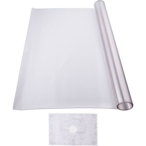 Nappe de Table en Plastique 24x48 Pouces, Protection Bureau Rectangulaire en PVC Givré, Épaisseur 1,5 mm, Imperméable et Facile à Nettoyer, pour Bureau, Salle à Manger, Table de Chevet (1/5)