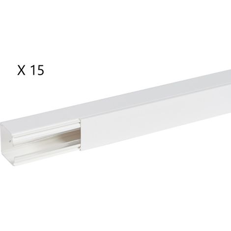 [JAMAIS UTILISE] Lot de 15 Goulottes de Câblage Longueur 2m PLANET WATTOHM Viadis 60x60mm Fond + Couvercle 1 Compartiment - 16410 (1/4)