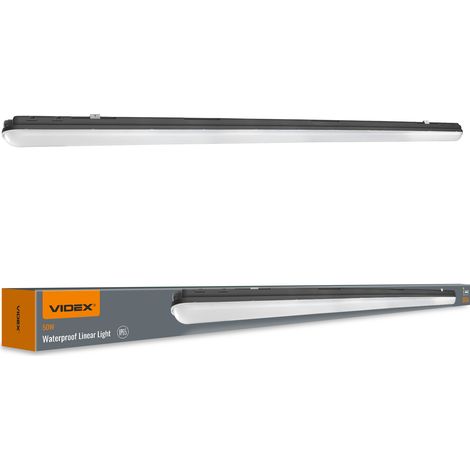 Réglette LED étanche linéaire noire 50 W, 149 cm, 5000 K, 8000 lm, IP65 Videx (1/5)