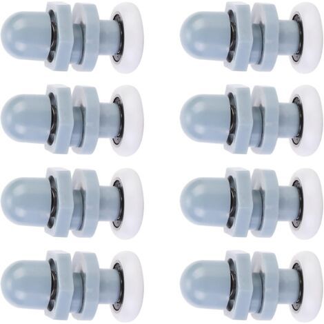 8 Single Porte de Douche Coureurs,Coulissant Rouleaux Piste Roue de Porte pour Salle de Bains Porte en Verre,pour Remplacement de Douche Coulissante Verre Porte Coureurs Rouleaux Gris(20mm) (1/3)