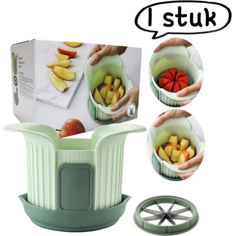 Coupe-fruits tout-en-un - Coupe-pommes et raisins - Évideur/foret ménager - Coupe-pommes rond - Vert (1/5)