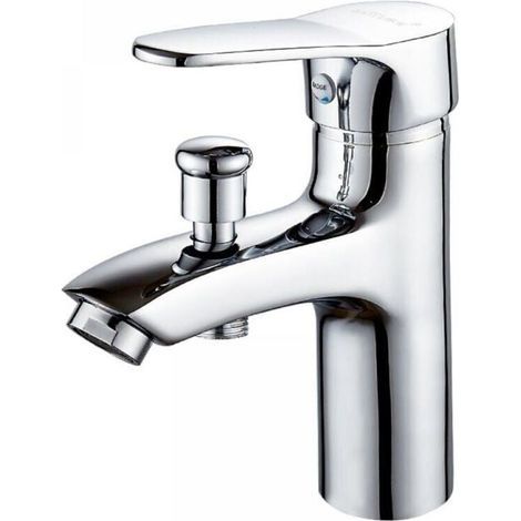 Badewannenarmatur, Einloch-Doppelarmatur für Warm- und Kaltwasser, Duschmischer aus Aluminiumlegierung, Badezimmer-Duscharmatur, Etikett (1/5)