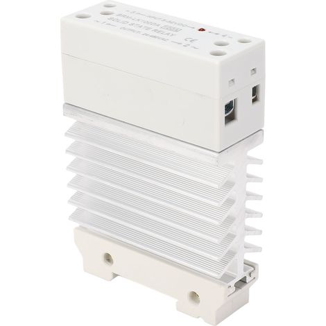 Relais statique monophasé sur rail DIN, convertisseur CC/CA 100 A, entrée 3-32 V CC, sortie 24-480 V CA. (1/5)