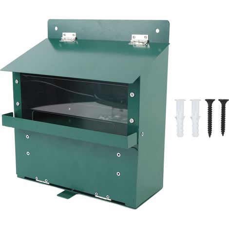 Comedero metálico para ardillas con bandeja de acrílico transparente, mesa de picnic para mascotas, caja de alimentación ensamblada para jardín exterior. (1/5)