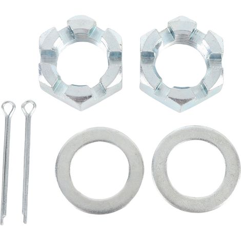 Kit d'écrous de remorque avec rondelle d'écrous de broche d'arbre de 1 pouce, goupilles fendues de 2,2 pouces de long, galvanisées pour l'argent, 2 jeux (1/5)