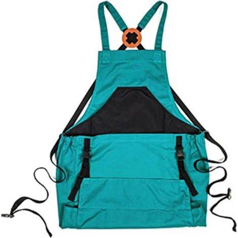Delantal de jardinería, Con correa ajustable en la entrepierna y bolsillo extragrande, Tela Oxford, Azul y negro, 5060 cm, Impermeable (1/5)