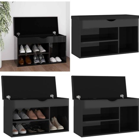 Schuhbank mit Kissen Hochglanz-Schwarz 80x30x47cm Holzwerkstoff - Schuhbank - Schuhregal - Garderobe - Einbauschrank - Wohnzimmermöbel - Home & Living (1/5)