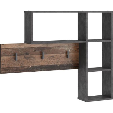 Portemanteau 4 niches 103x16x81 cm anthracite et marron (1/5)