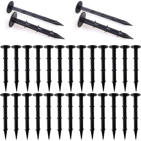 Lot de 100 piquets d'ancrage au sol pour toile non-tissée de jardin - Crochets de terre extra solides - Lutte contre les mauvaises herbes - Film de protection du sol - Piquet de terre - Filet (1/4)