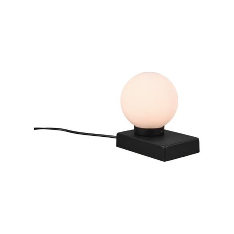 Lampe de table DAVI noire RL, verre blanc, E14 15 cm