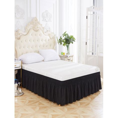 1 pièce Valance de lit élastique unie, taille Twin - Housse de lit douce, valance anti-saleté, avec bordure volante en dentelle luxueuse durable, installation facile, anti-poussière, confortable pour (1/5)