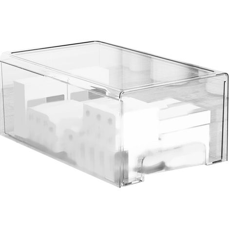 Organisateur de tiroir transparent empilable, anti-poussière, grande capacité, élégant, en acrylique, pour maquillage et médicaments. Organisateur de bureau pour maquillage et médicaments. (1/5)