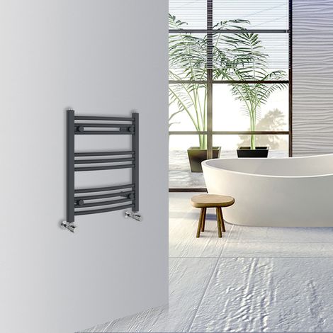 WarmeHaus Curved Bathroom Heated Towel Rail 600x500mm Anthracite