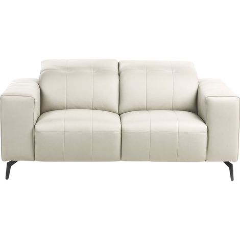 Canapé Moderne en Tissu 2 Places Appuie-Tête Réglable Dossier Rabattable Pieds en Métal Beige Clair Ommel (1/5)