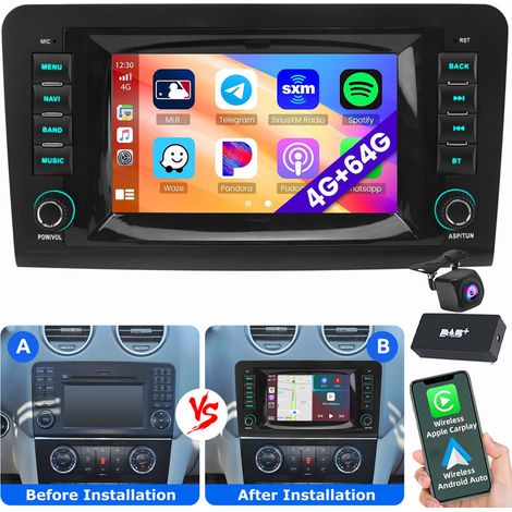 Pour Mercedes Benz ML/GL Klasse W164 X164 Android 15 Autoradio Carplay WiFi GPS 4+64G DAB CAM