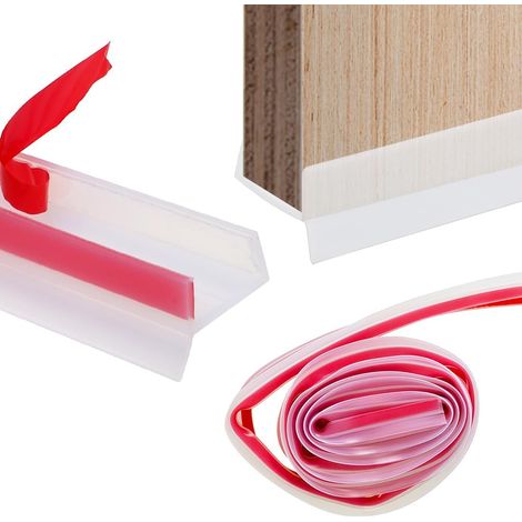 Profilé de plinthe de 5 m pour épaisseur de bois de 18 mm et 19 mm - Blanc - Avec lèvre d'étanchéité pour plinthe de cuisine (transparent, 5 m, 18 mm/19 mm) (1/5)