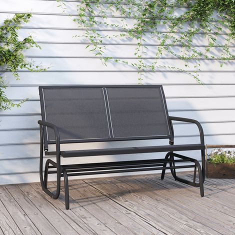 Banc - Banc de salon - Banc de table oscillant de jardin noir 120,5x76x86,5 cm textilène/acier BV787844 - BonneVie (1/5)