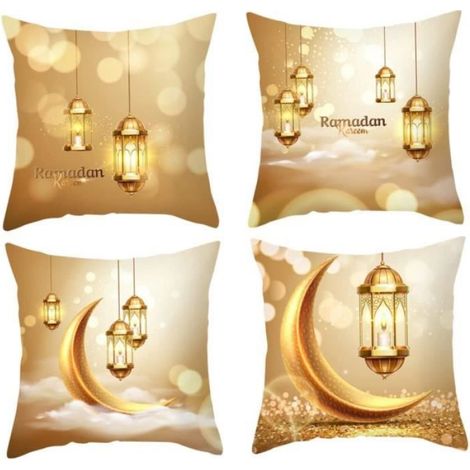 Housse de coussin - Ramadan - 4 pièces - 45 x 45 cm - Motif lune