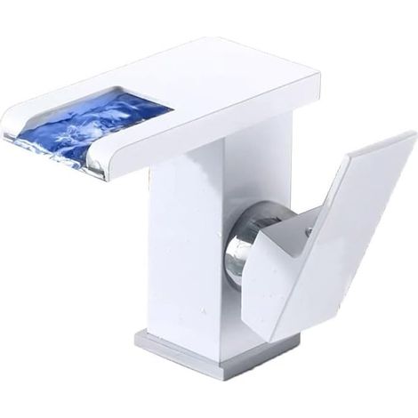 Robinet cascade pour vasque, blanc, LED, pour lavabo moderne (1/5)
