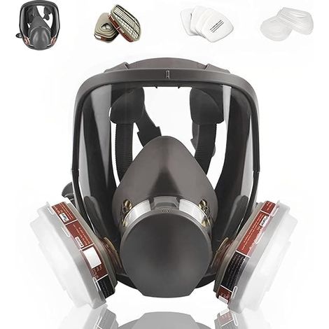 Masque facial intégral, réutilisable, adapté à la filtration des vapeurs et particules organiques, protection lors de la peinture, du polissage à la machine et du soudage. (1/5)